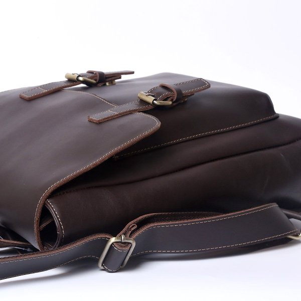 Genuine Leather Mens Cool Backpack Sling Bag Large Black Travel Bag Hiking Bag for men
