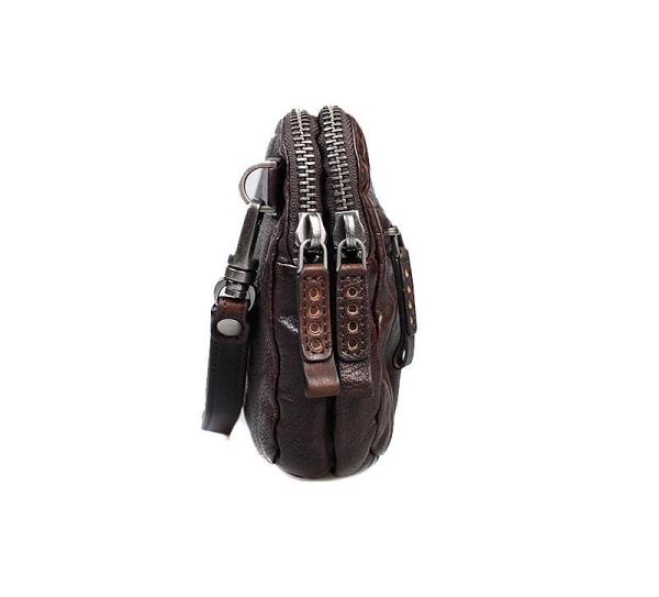 Cool Black Leather Mens Long Wallets Large Double Zipper Clutch Wallet Coffee Vintage Clutch Purse For Men