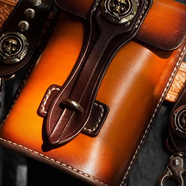 Handmade Biker Leather Belt Pouch Mens Cases Waist Bag Hip Pack Belt Bag Fanny Pack Bumbag for Men