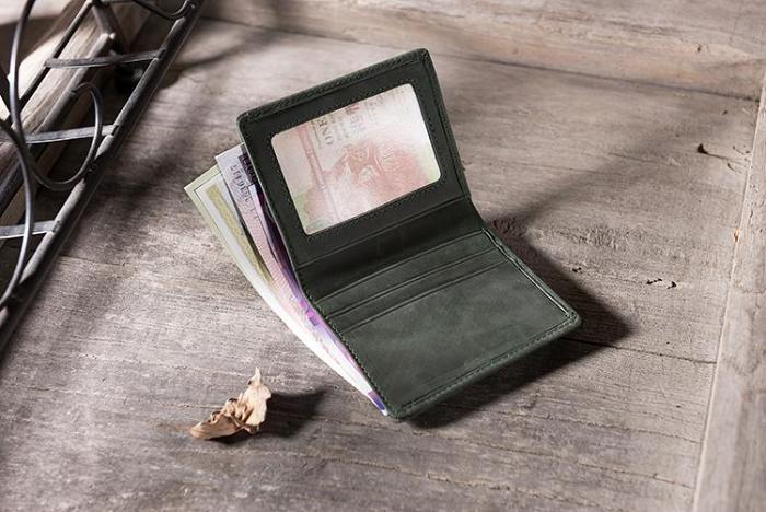 Handmade Leather Mens Cool Slim Leather Wallet Men Small Wallets Bifold for Men