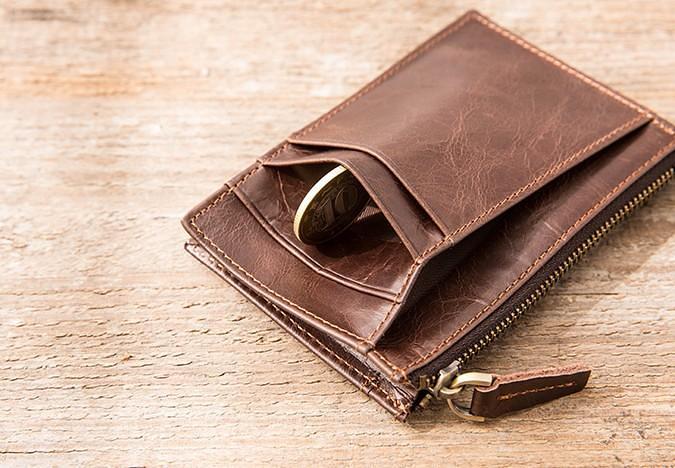 Cool Leather Mens Slim Front Pocket Wallet Small Wallets for Men