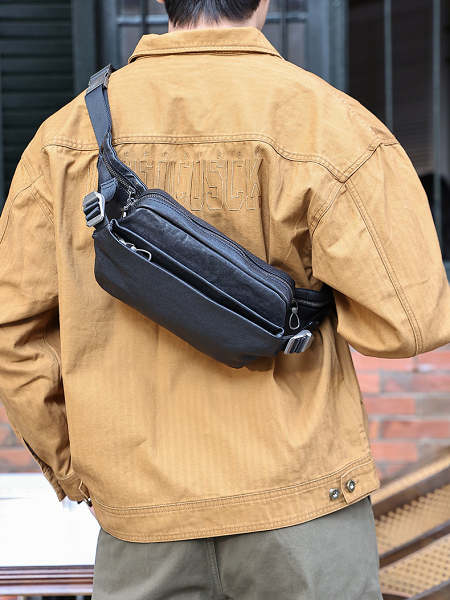 Black Leather Fanny Pack Men's Leather Chest Bag Leather Crossbody Fanny Pack Waist Bag For Men