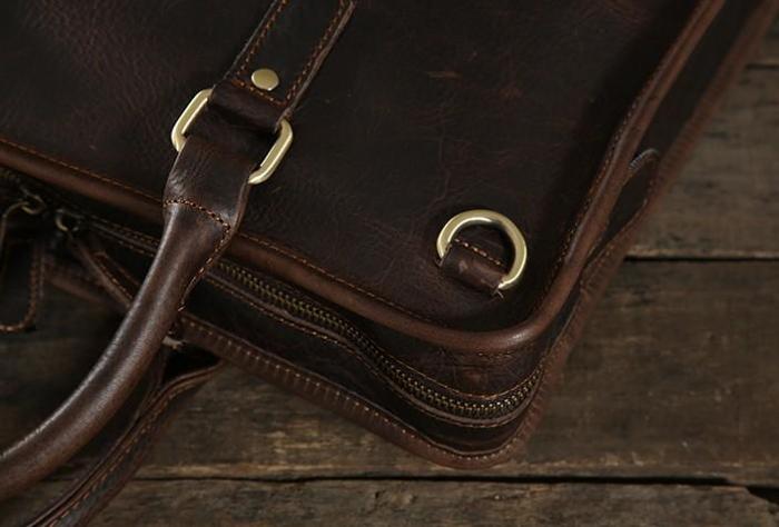 Handmade Leather Mens Cool Messenger Bag Briefcase Work Bag Business Bag Laptop Bag for men