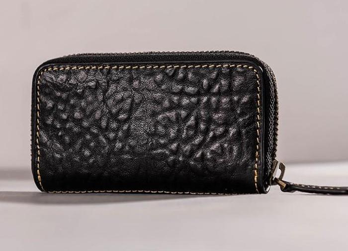 Leather Men Small Key Wallet Bifold Small Keyring Wallet for Men