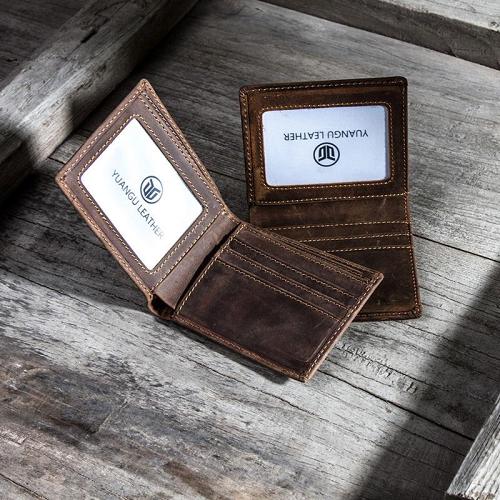 Leather Men Slim Small Wallet Bifold Small Vintage Wallet for Men