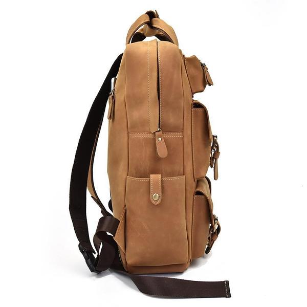 Cool Mens Leather Vintage Backpack Large Travel Backpack Hiking Backpack For Men