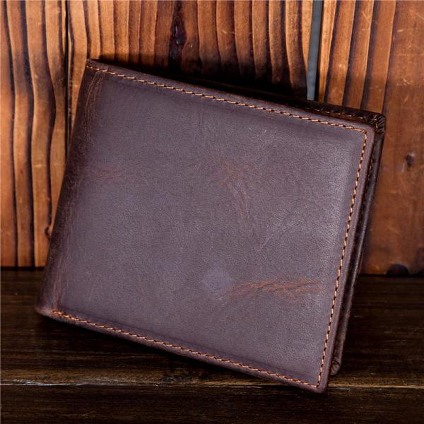 Handmade Leather Mens Cool Slim Leather Wallet Card Wallet Holders Men Small Wallets Bifold for Men