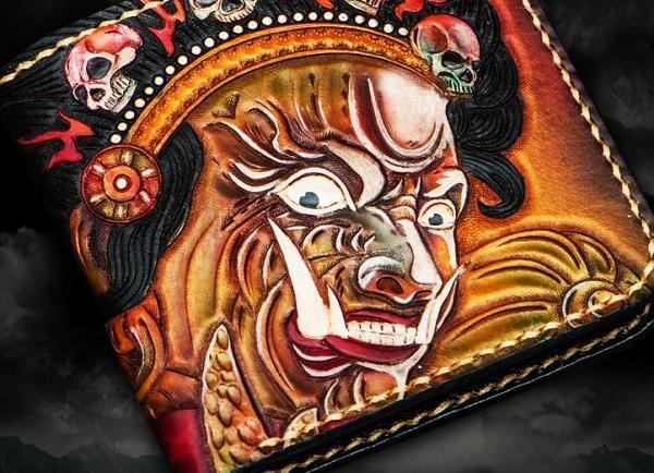 Handmade Leather Mah¨k¨la Tooled Mens billfold Wallet Cool Leather Wallet Slim Wallet for Men