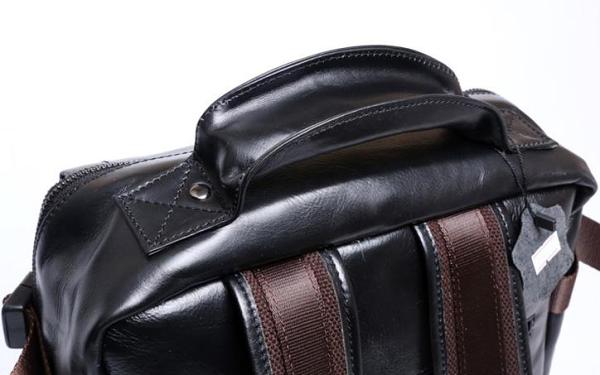 Genuine Leather Mens Cool Backpack Sling Bag Large Black Travel Bag Hiking Bag for men