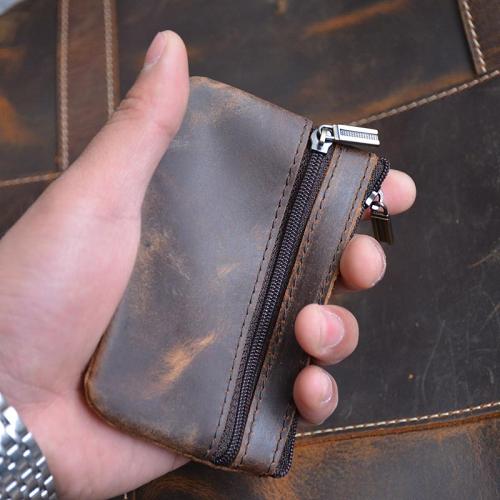 Genuine Leather Mens Wallet Cool Short Card Coin Holder Wallet Purse for Mens