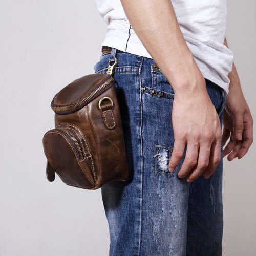 Leather Belt Pouch Mens Small Cases Waist Bag Hip Pack Belt Bag Fanny Pack Bumbag for Men