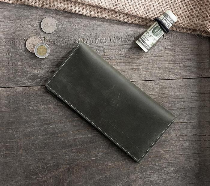 Handmade Leather Mens Clutch Wallet Cool Leather Wallet Long Phone Wallets for Men