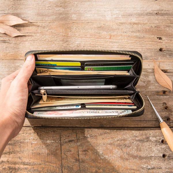 Cool Black Leather Mens Zipper Clutch Wallet Long Wallet for Men