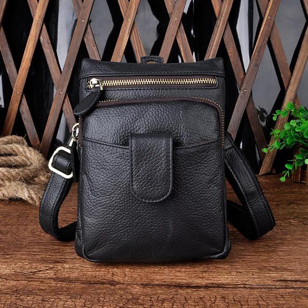 Leather Belt Pouch Mens Small Cases Waist Bag Shoulder Bag for Men