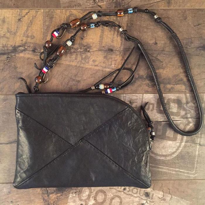 Genuine Leather Braided Mens Clutch Cool Slim Shoulder Bag Zipper Clutch Wristlet Wallet for Men