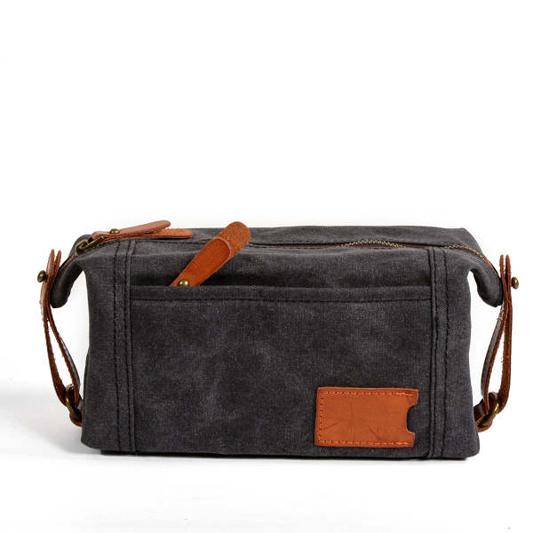 Cool Canvas Leather Mens Large Clutch Bag Handbag Storage Bag Wash Bag For Men
