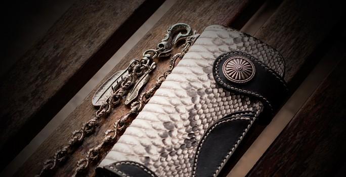 Handmade Leather Black Mens Chain Biker Wallet Cool Leather Wallet Long Clutch Wallets for Men