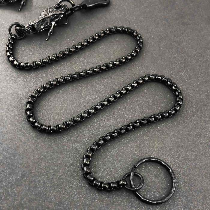 Cool STAINLESS STEEL Mens Black Wallet Chain Long Dragon Pants Chain For Men