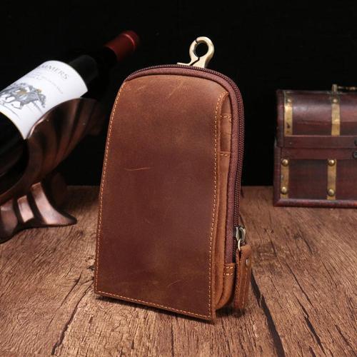 Small Mens Leather CELL PHONE HOLSTER Belt Bag Belt Pouch Waist Bag For Men