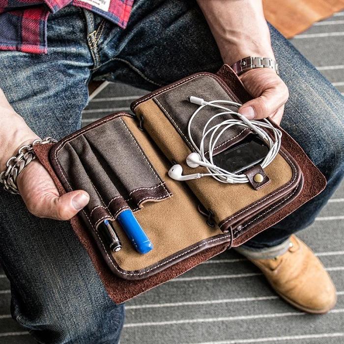 Handmade Leather Mens Cool Long Leather Wallet Bifold Bulky Clutch Wallet for Men