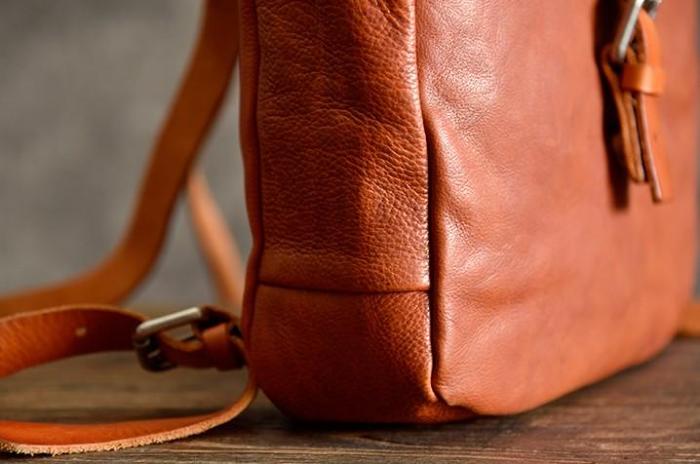 Handmade Leather Mens Women Cool Backpack Sling Bag Large Brown Travel Bag Hiking Bag for men
