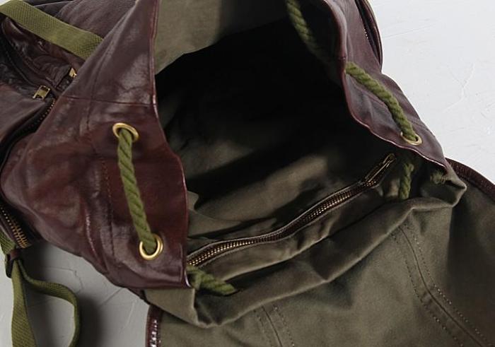 Genuine Leather Mens Cool Backpack Sling Bag Large Black Travel Bag Hiking Bag for men