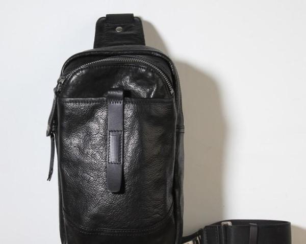 Genuine Leather Mens Cool Chest Bag Sling Bag Crossbody Bag Travel Bag Hiking Bag for men