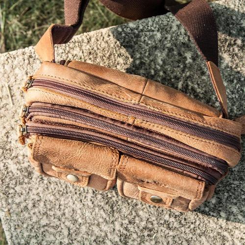Leather Men Fanny Pack Waist Bag Hip Pack Belt Bag Bumbag for Men