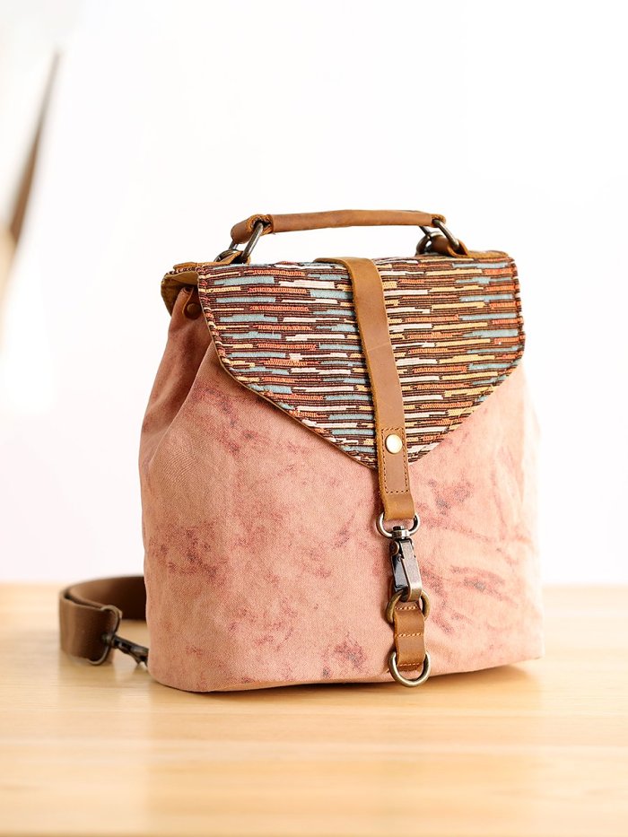 Cute Canvas Leather Mens Womens Small Pink Backpack Khaki Travel Backpack College Backpack for Men