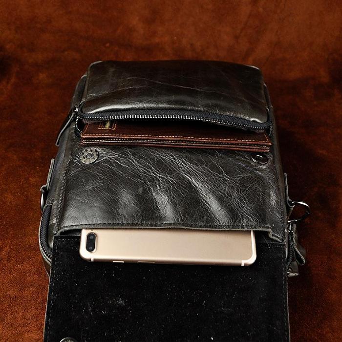 Cool Oiled LEATHER MENS Small Side Bag Small SHOULDER BAG HANDBAGS FOR MEN