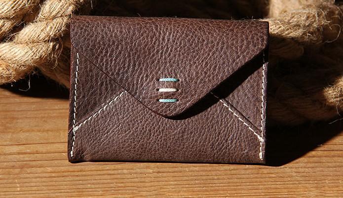 Leather Mens Card Wallet Black Small Card Wallet for Men