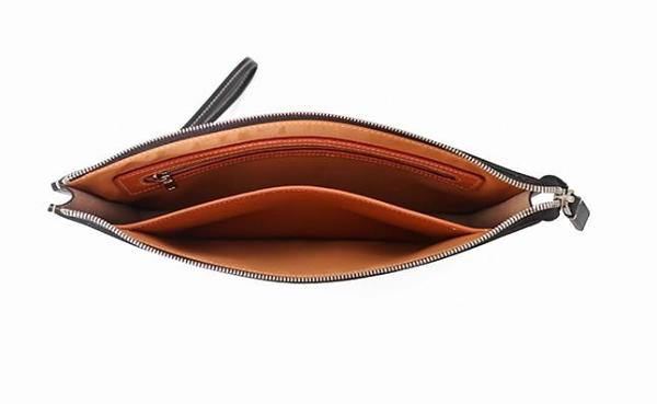 Cool Handmade Leather Mens Wristlet Bag Clutch Zipper Clutch for Men