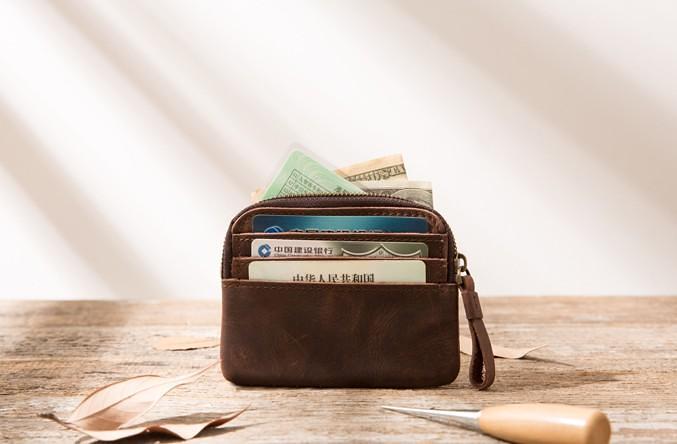 Leather Mens Coin Holders Slim Front Pocket Wallet Change Wallet for Men