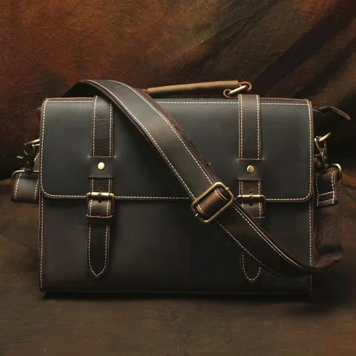 Vintage Leather Messenger Bag Briefcase Handbag Cool Shoulder Bag For Men