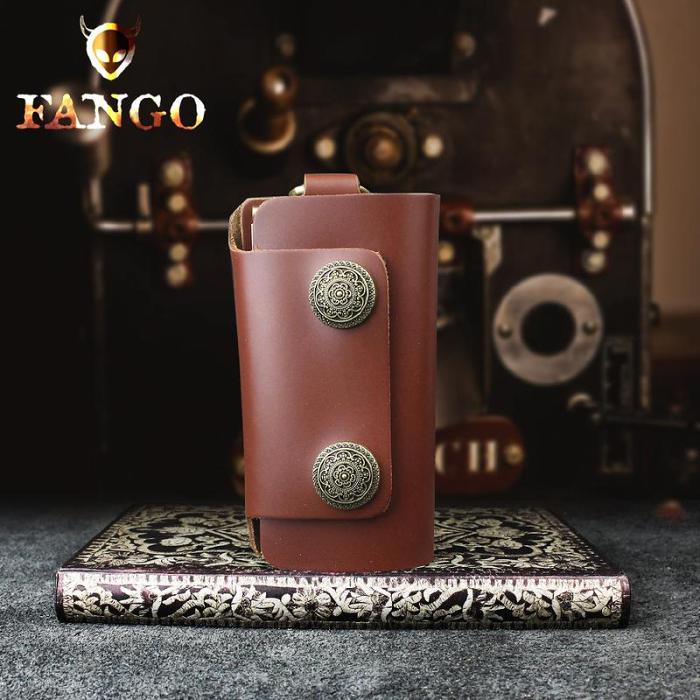 Handmade Leather Floral Mens Cool Car Key Wallet Coin Wallet Pouch Car KeyChain for Men