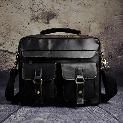 Vintage Leather Mens Briefcases Laptop Bags Business Bag Work Bag for Men