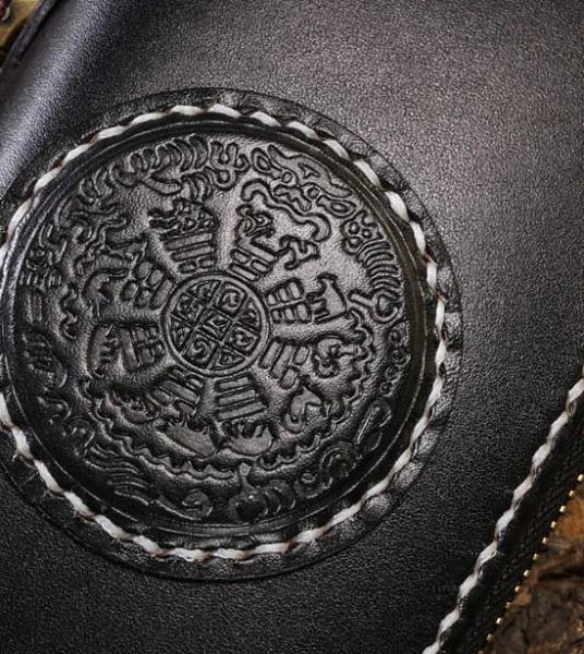 Handmade Leather Mens Chain Biker Wallet Cool Leather Wallet Long Phone Wallets for Men