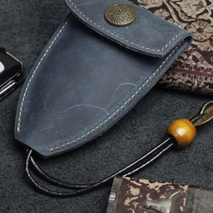 Handmade Leather Floral Mens Cool Car Key Wallet Coin Wallet Pouch Car KeyChain for Men