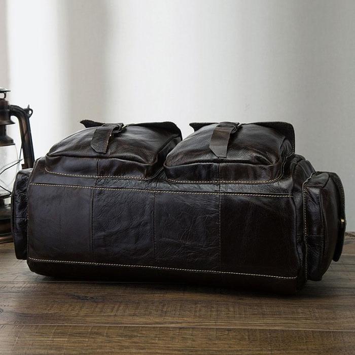 Cool Black Coffee Leather Men Barrel Overnight Bags Travel Bags Weekender Bags For Men