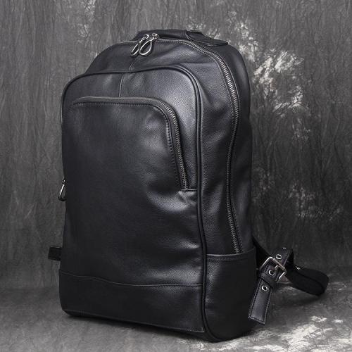 Cool Black Leather Mens Backpacks 15inch Laptop Backpacks School Backpack for Men