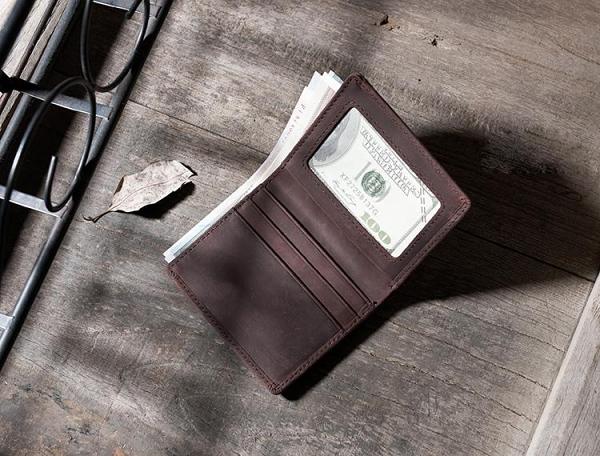 Handmade Leather Mens Cool Slim Leather Wallet Men Small Wallets Bifold for Men