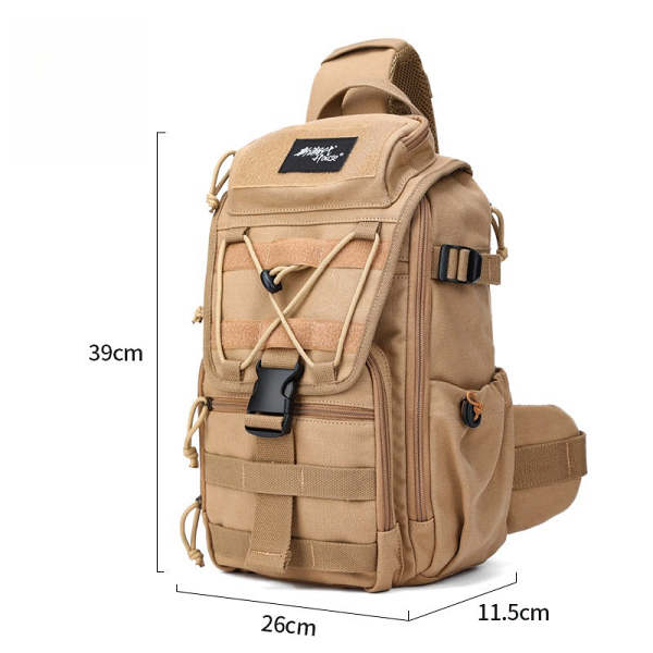 Khaki Tactical Canvas Large Sling Bag For Men Military Khaki Sling Bag For Big Men