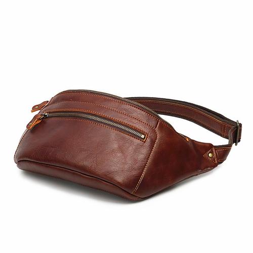 Black Leather Fanny Pack Mens Best Leather Crossbody Fanny Pack for Men