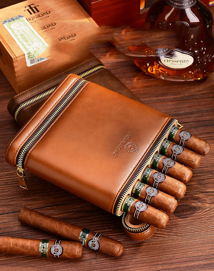 Best Leather&Cedar Mens 6pcs Cigar Cases Leather Cigar Cases for Men