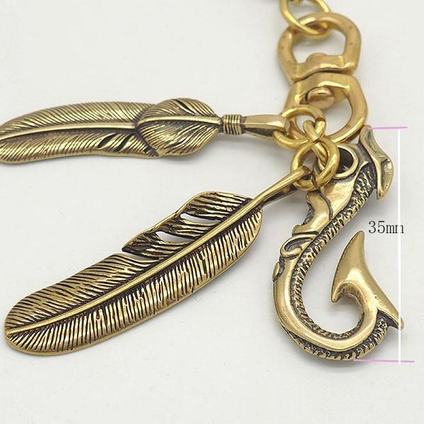 Cool Brass Handmade Skull 19'' Punk Rock Wallet Chain Biker Trucker Wallet Chain Pants Chain for Men