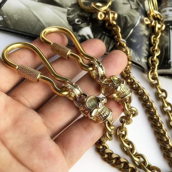 Solid Brass Cool Punk Rock Skull Wallet Chain Biker Trucker Wallet Chain Trucker Wallet Chain for Men