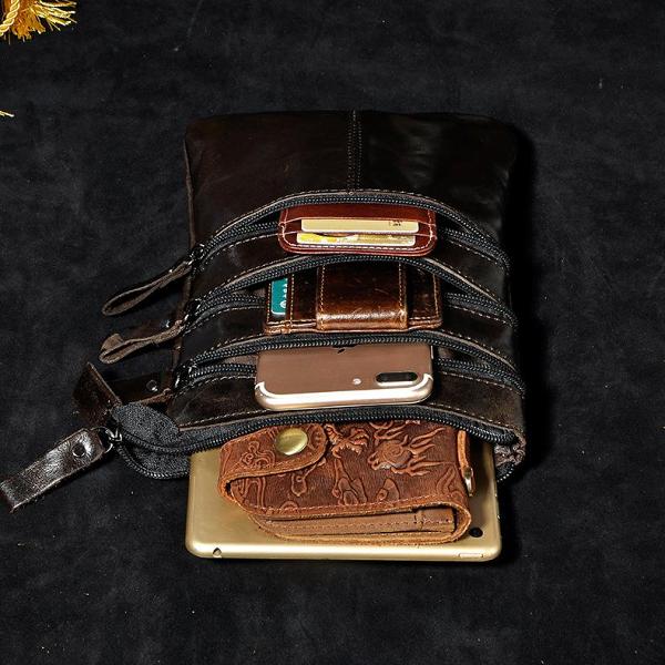 Leather Belt Pouch Mens Small Cases Waist Bag Hip Pack Belt Bag Fanny Pack Bumbag for Men