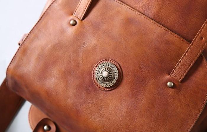 Handmade Leather Mens Cool Backpack Sling Bag Large Travel Bag Hiking Bag for Men