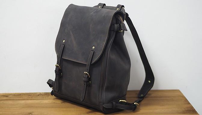 Vintage Mens Leather 15inch Laptop Backpack Leather School Backpack Travel Backpack for Men