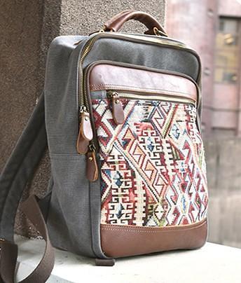Vintage Canvas Gray Mens Backpack Canvas Travel Bag Canvas School Bag for Men